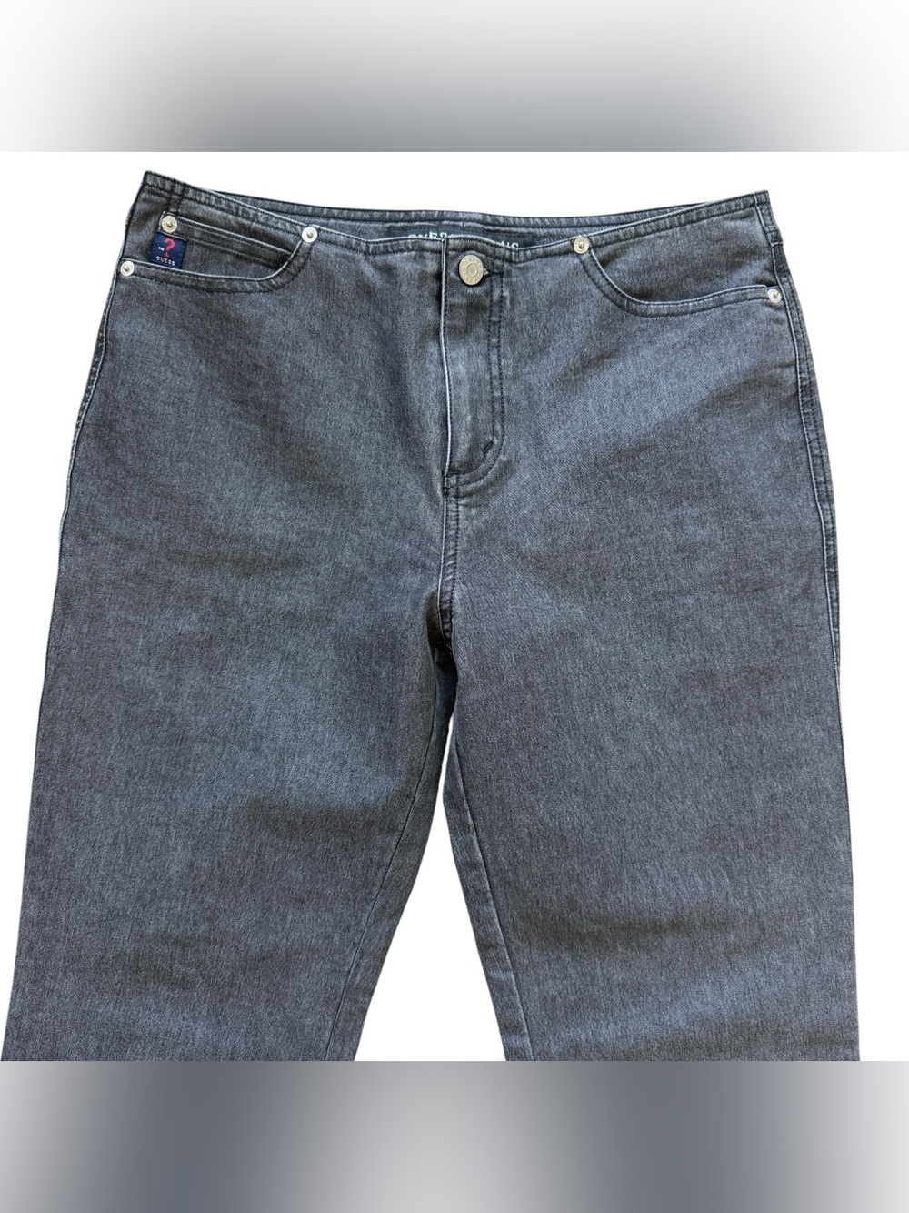Guess Jeans Black Wash Flare Bootcut Stretch Denim Jeans 31 Y2K Low Rise Retro - Picture 2 of 13